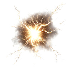 Bright Gold And White Energy Burst Explosion On Black Background