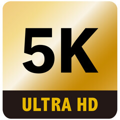 5K URTRA HD ロゴ　アイコン　ゴールド　背景透過
