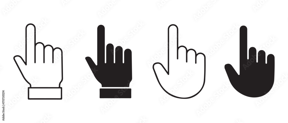 Fototapete hand cursor vector icon set. isolated on white background, pointer and click.