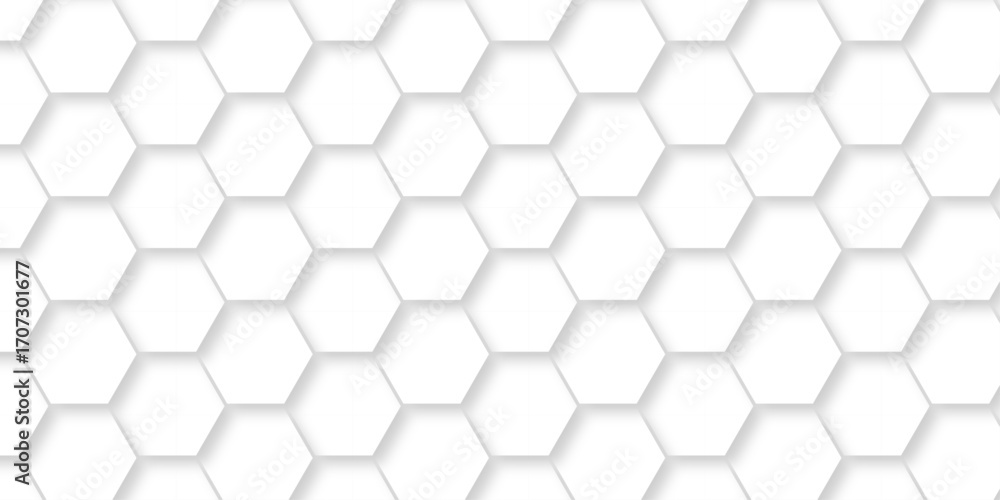 Poster abstract pattern hexagonal white technology line paper background. hexagonal grid tile mosaic struct