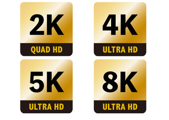 2K 4K 5K 8K   ロゴ　アイコン　ゴールド　背景透過