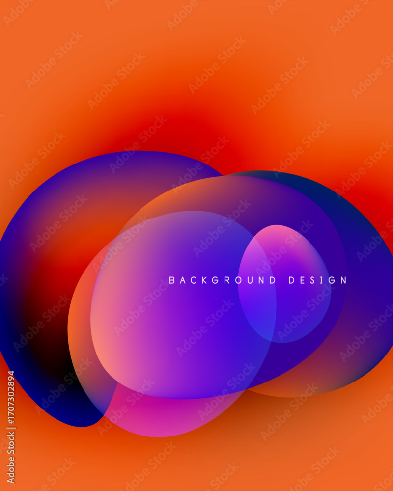Poster abstract vibrant circles overlap. orange background creates dynamic visual effect. modern design ele