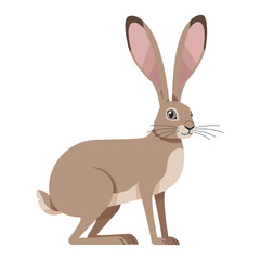 Obraz premium Illustration of a cute cartoon bunny rabbit with big ears and brown fur – flat illustration