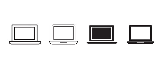 Laptop icons set. in different styles isolated on white background.