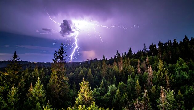 Storm over a forest at night - Powered by Adobe