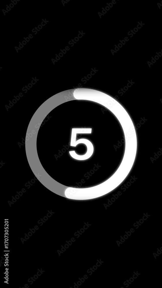 Aufkleber glowing countdown animation with number three and loading circle on black background.animated circul