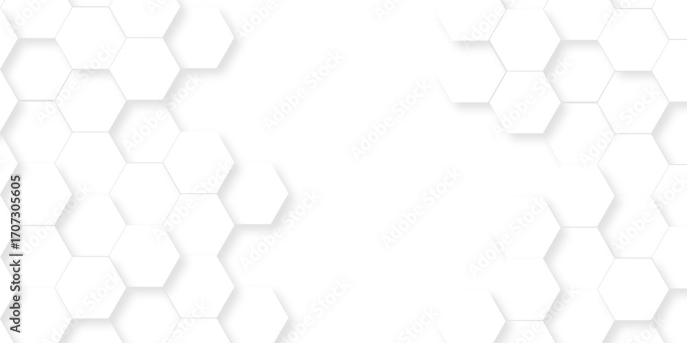 Aufkleber abstract pattern hexagonal white technology line paper background. hexagonal grid tile mosaic struct