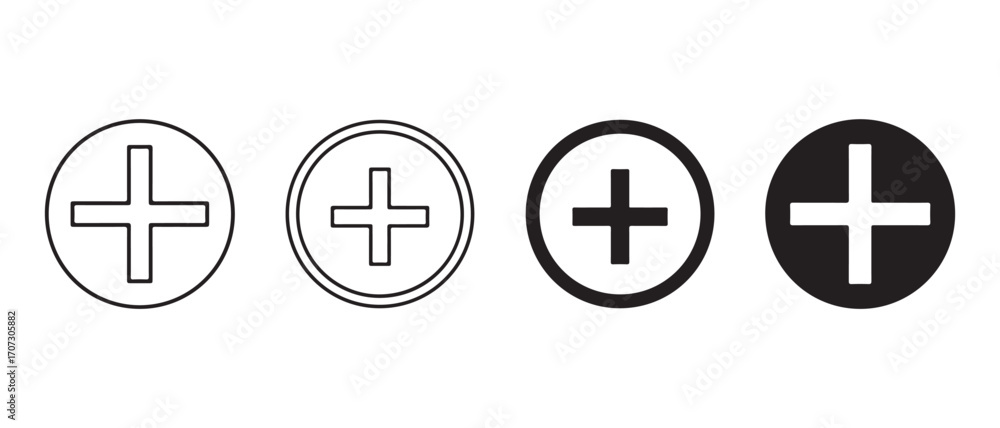 Aufkleber plus sign icon set. isolated on white background for web design and mobile.