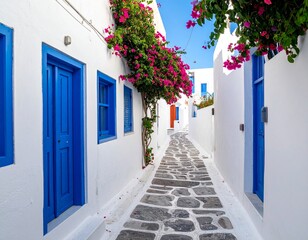 Santorini White Alley Background