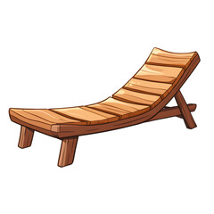 Wooden Chaise Lounge on Transparent Background