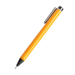 Yellow Pen with Black Accents on Transparent Background
