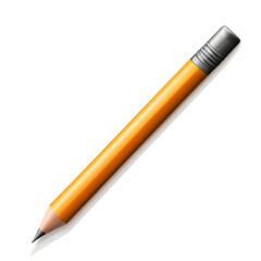 Yellow Pencil with Grey Eraser on Transparent Background