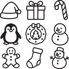 Christmas icons set vector collection with symbols and design elements