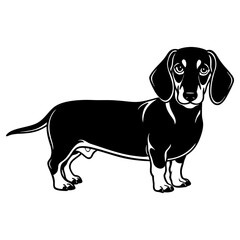 Cute dachshund dog silhouette standing in minimalist style