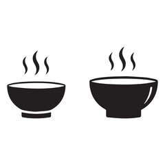 Two solid black steaming bowls of soup or broth vector