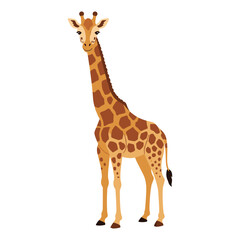 Obraz premium Illustrated giraffe with long neck and brown spots – flat illustration