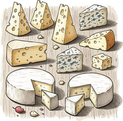 Assorted Cheese Platter Gourmet Selection on Rustic Wooden Table Dairy Delights