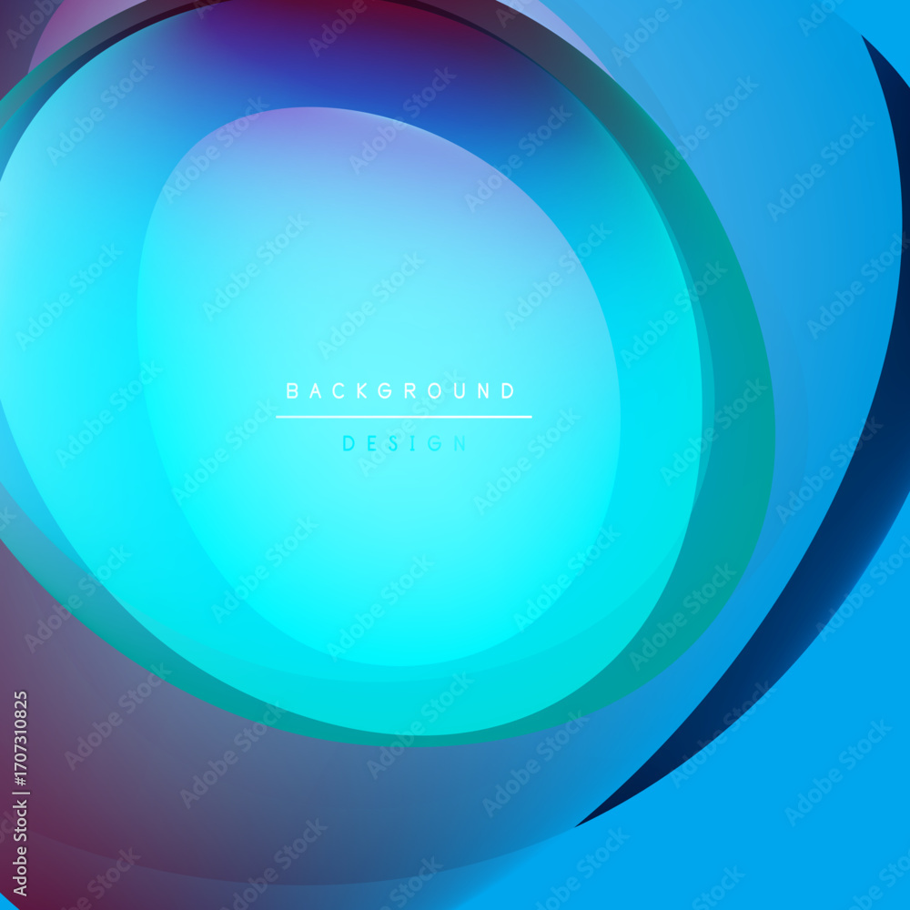 Poster abstract concentric circles, vibrant blues, purples. smooth gradients create depth, modern design el