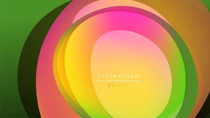 Obraz premium Abstract colorful layers create circular design. Gradient hues blend, forming vibrant visual impact against dark backdrop.