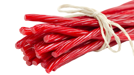 red candies rope on white background