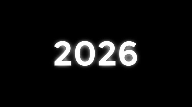 Dynamic scrolling progression 2000 to 2026 years on black background. 4k video animation happy new year 2026.
