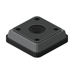 Obraz premium Industrial square base plate with perforated design and central threaded hole – flat illustration