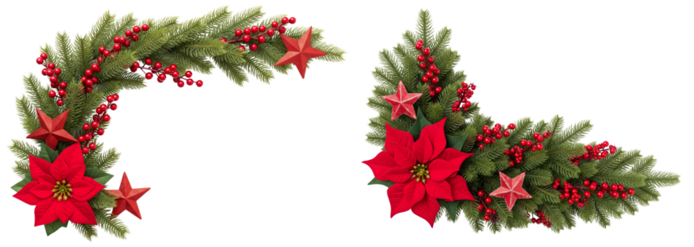 Collection of christmas wreaths, christmas garlands isolated on white background