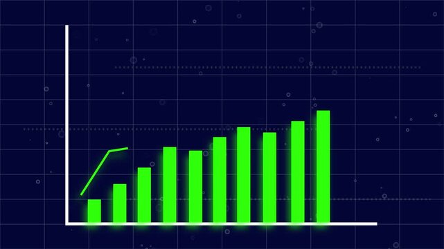 Ascending green bar graph animation business success financial growth data technology marketing presentation. Animated green bar graph chart ascending growth business success financial.