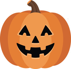 Fototapeta premium Whimsical Jack-o'-Lantern Illustration with a Cheerful Expression, Perfect for Halloween Decor and Autumn-Themed Designs with a Transparent Background