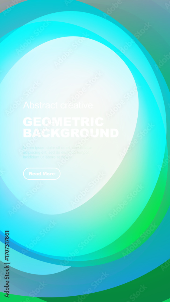 Poster abstract geometric background features layered translucent shapes. blue, green hues create modern vi