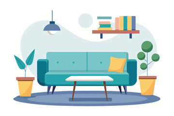 “Contemporary Living Room Interior Illustration”