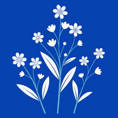 Elegant White Wildflowers on Blue Background”