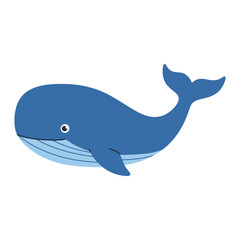 Obraz premium Cute blue whale illustration with simple cartoon style – flat illustration