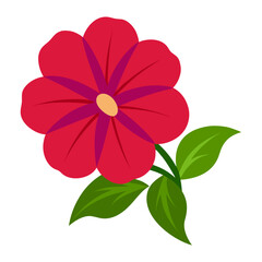 Bright Red Blossom with Green Foliage Vector”