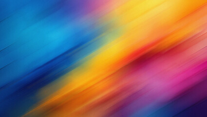 Diagonal streaks of vibrant blue yellow orange and pink colors blending together abstract background