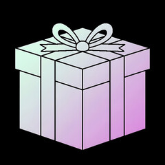 Obraz premium Illustration of a gift box with ribbon isolated on black background