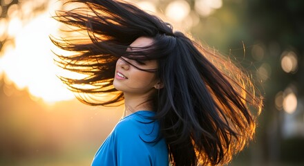 髪の毛を振り乱す女性