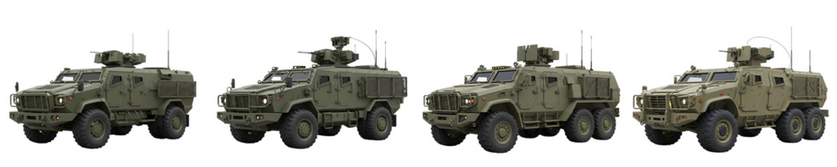 Armored Military Vehicle on Transparent Background
