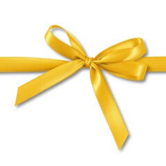 Bright yellow satin bow with overlapping loops