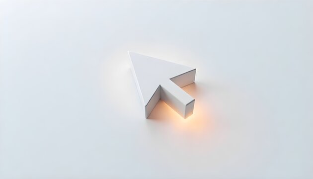3d Click pointer cursor arrow icon on white background