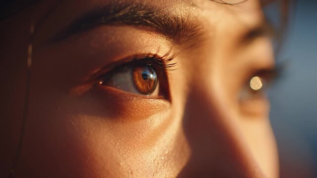 The Window to The Soul: An intimate close-up of the human eye, a captivating look through the intricate textures and luminous depths.