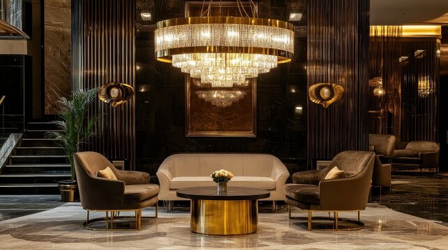 A living room with a chandel and a couch