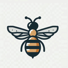 Detailed illustration of a bee with wings and stripes.