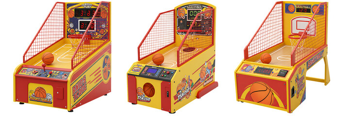 Basketball Arcade Game Machine On Isolated Transparent Background