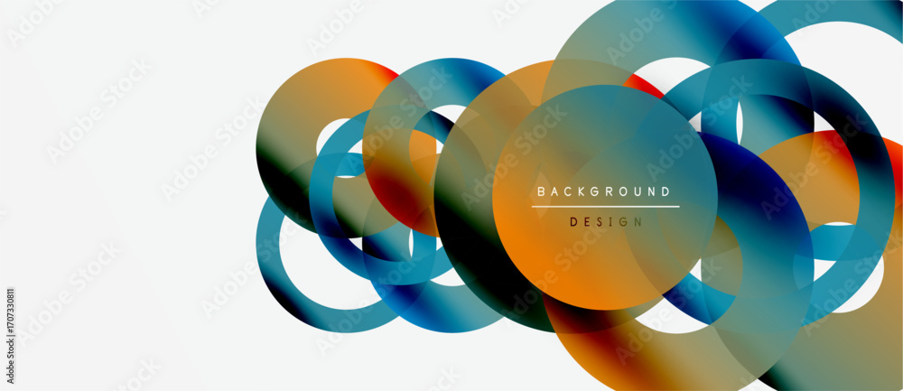 Poster abstract colorful overlapping circles create dynamic visual effect. modern design element for backgr