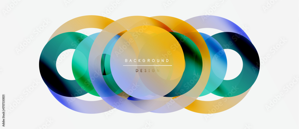 Poster abstract colorful overlapping circles create dynamic visual. modern design element for backgrounds, 