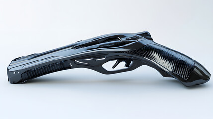 Obraz premium Sleek futuristic handgun design with carbon fiber grip, perfect for sci-fi concepts and modern action.