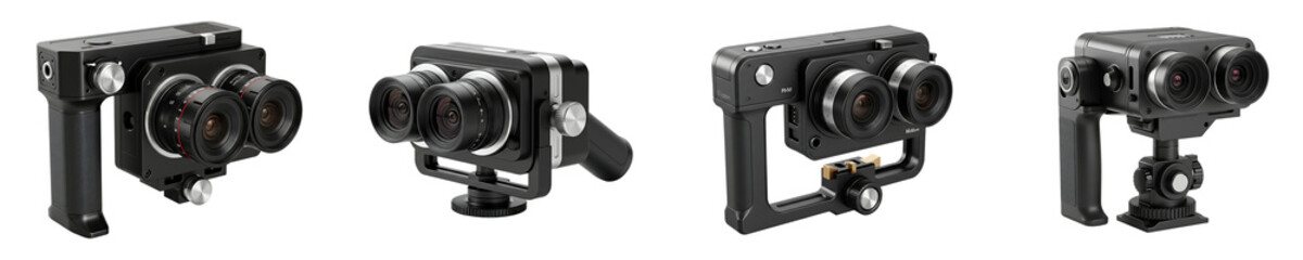 Professional Dual Lens Camera Gimbal Stabilizer Isolated Transparent Background