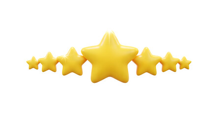 Glossy 3D yellow stars icon for ratings set against a pastel backdrop.
