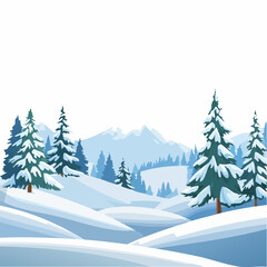 Fototapeta premium winter landscape with trees in the foreground and hills covered by snow